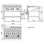 Плита газовая 6 горелок, на открытом стенде