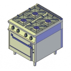 Плита газовая, 4 конфорки, газовый жарочный шкаф