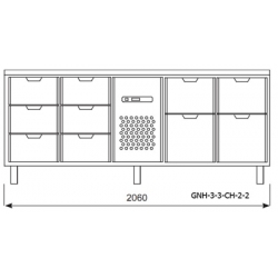 Стол рабочий холодильный, 6 ящиков GN1/1(150мм.) 4 ящика для напитков.