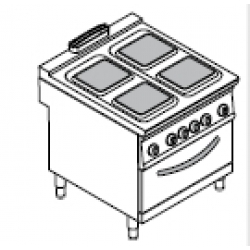 Плита электрическая 4-хконфорочная, с электрическим жарочным шкафом GN2/1